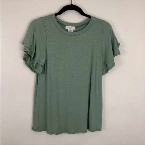 Amelia James Ruffle Sleeve Tee Sage Green - Picture 5 of 5